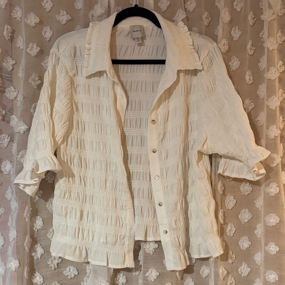 Maeve Cream Textured Blouse